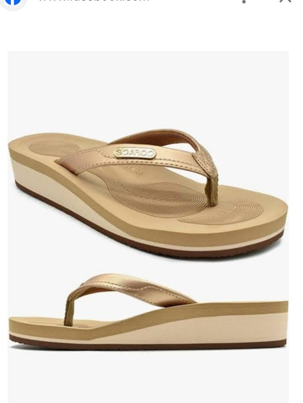 COFACE Metallic Slide SlipOn Flip-Flop Wedge Sandals NWT